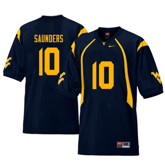 Men's West Virginia Mountaineers NCAA #10 Cody Saunders Navy Authentic Nike Retro Stitched College Football Jersey XW15Y73ZC